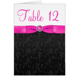 Tarjeta de número de mesa negra, rosa caliente y b