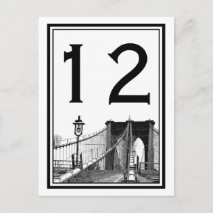 Tarjeta de número de mesa NYC Skyline Brooklyn Bri