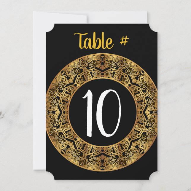Tarjeta de número de mesa para Bat Mitzvah dorada (Anverso)