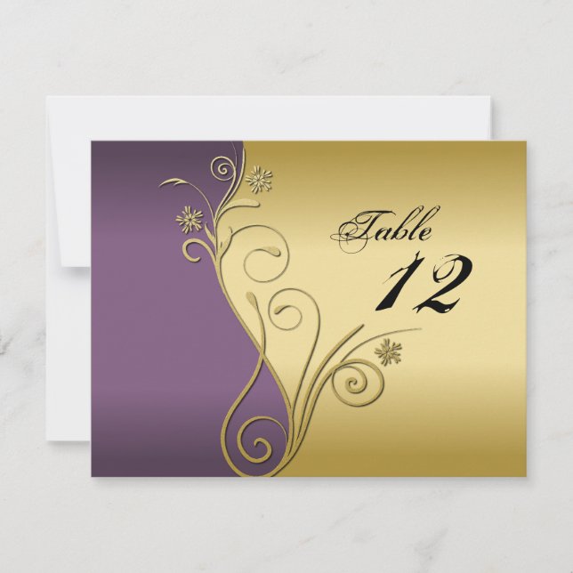 Tarjeta de Número de Mesa para Boda - Clásico Púrp (Anverso)