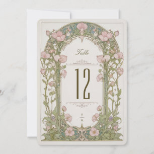 Tarjeta de número de mesa para boda de guisantes d