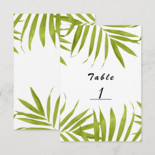 Tarjeta de número de mesa para boda de verano con 