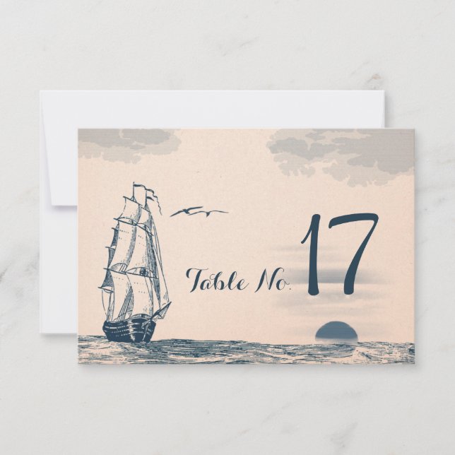 Tarjeta de número de mesa para boda en destino (Anverso)