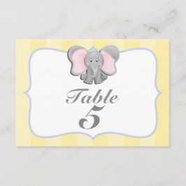 Tarjeta de número de mesa para fiesta de elefante