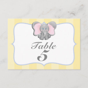 Tarjeta de número de mesa para fiesta de elefante 