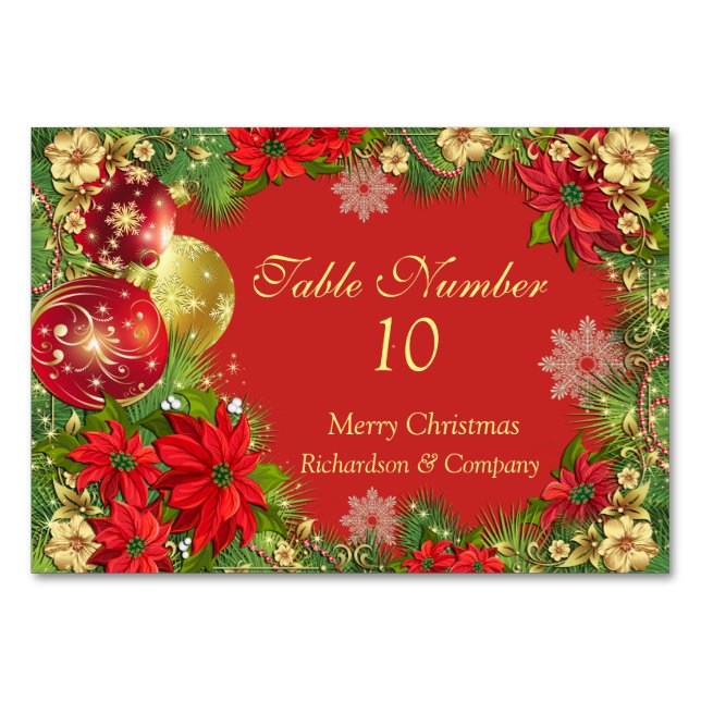 Tarjeta de número de mesa para fiesta de Navidad c (Anverso)