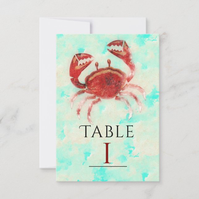 Tarjeta de número de mesa para fiesta de playa ele (Anverso)