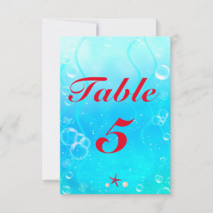Tarjeta de número de mesa para fiesta de playa y m