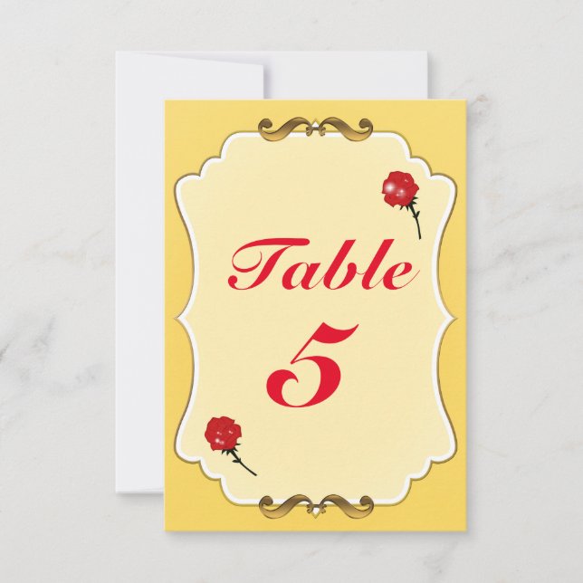 Tarjeta de número de mesa para la fiesta de rosa r (Anverso)