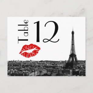 Tarjeta de número de mesa Paris Francia Silueta Be