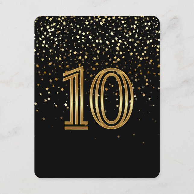 Tarjeta de número de mesa Petite Stars - 10 Noche  (Anverso)