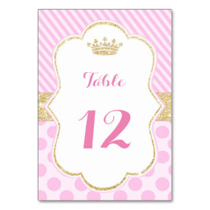 Tarjeta de número de mesa Princesa ducha de bebé o