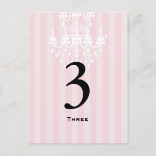 Tarjeta de número de mesa rayada de candelabro ros