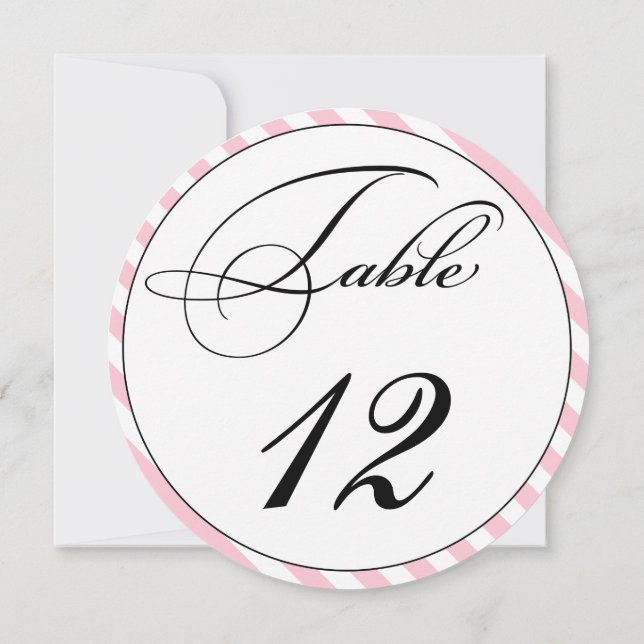 Tarjeta de número de mesa redonda con raya rosa y  (Reverso)