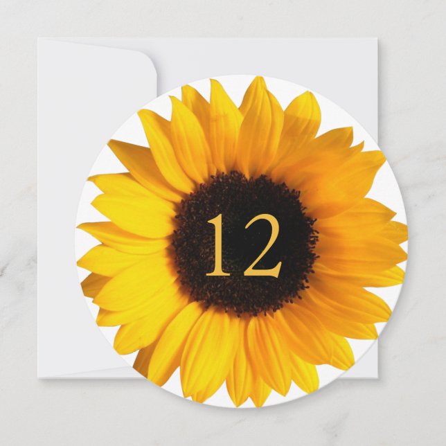 Tarjeta de número de mesa redonda de gran girasol  (Anverso)