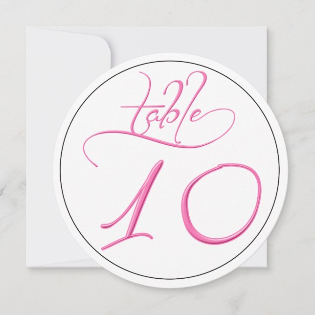 Tarjeta de número de mesa redondo 10 con escritura (Anverso)