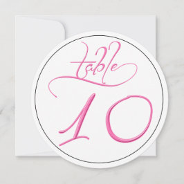 Tarjeta de número de mesa redondo 10 con escritura