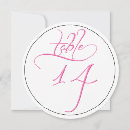 Tarjeta de número de mesa redondo 14 con escritura