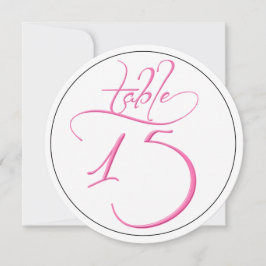 Tarjeta de número de mesa redondo 15 con escritura
