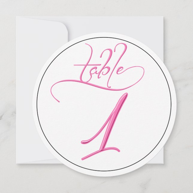 Tarjeta de número de mesa redondo 1 con escritura  (Reverso)