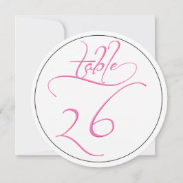 Tarjeta de número de mesa redondo 26 con escritura