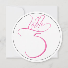 Tarjeta de número de mesa redondo 5 con escritura
