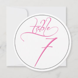 Tarjeta de número de mesa redondo 7 con escritura 