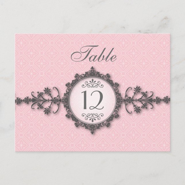Tarjeta de número de mesa rosa de banda Art Deco (Anverso)