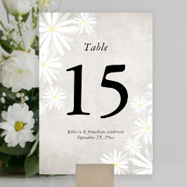 Tarjeta de número de mesa Simple White Daisies Rus
