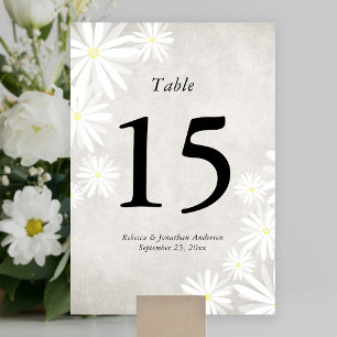 Tarjeta de número de mesa Simple White Daisies Rus