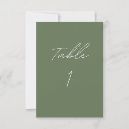 Tarjeta de número de mesa verde oliva