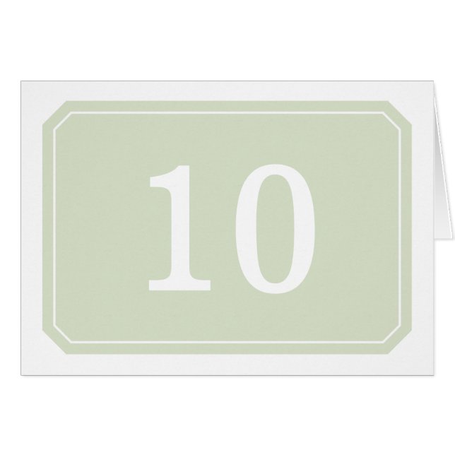 Tarjeta de número de mesa verde simple y elegante (Anverso (Horizontal))