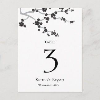 Tarjeta de número de mesa Zen Sakura Cherry Blosso