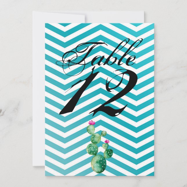 Tarjeta de número de tabla 5x7 Boho Cacti Cactus S (Anverso)