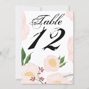 Tarjeta de número de tabla 5x7 Flores florales bla