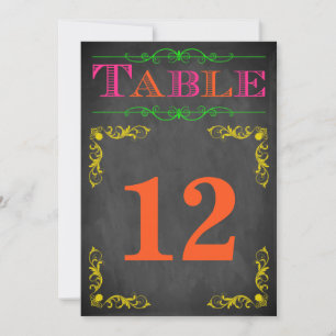 Tarjeta de número de tabla 5x7   Neon Chalkboard
