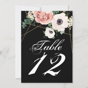 Tarjeta de número de tabla 5x7 Rosa de jardín geom