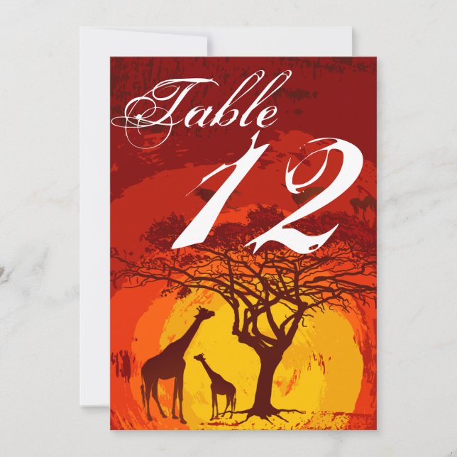 Tarjeta de número de tabla 5x7 Safari africano Gir (Anverso)