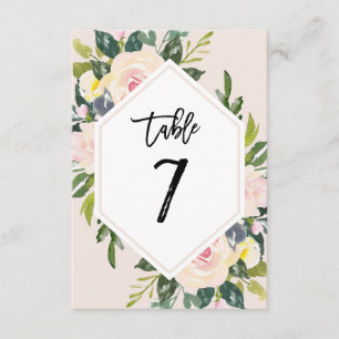 Tarjeta de número de tabla 7 manuscrita Floral Rub