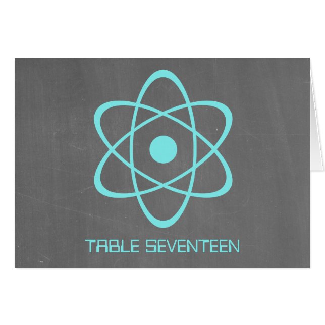Tarjeta de número de tabla Aqua Atomic Chalkboard (Anverso (Horizontal))