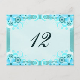 Tarjeta de número de tabla Aqua Blue Hibiscus Boda
