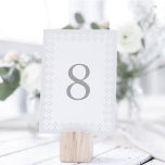 Tarjeta de número de tabla árabe | Gris<br><div class="desc">Las modernas tarjetas de mesa de inspiración marroquí tienen un borde geométrico en gris y blanco plateado etéreo,  alrededor de tu número de mesa en gris medio. El diseño se repite al revés. Coordina con nuestra suite de invitados a la boda árabe en Silver Pearl.</div>