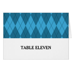 Tarjeta de número de tabla azul argyle