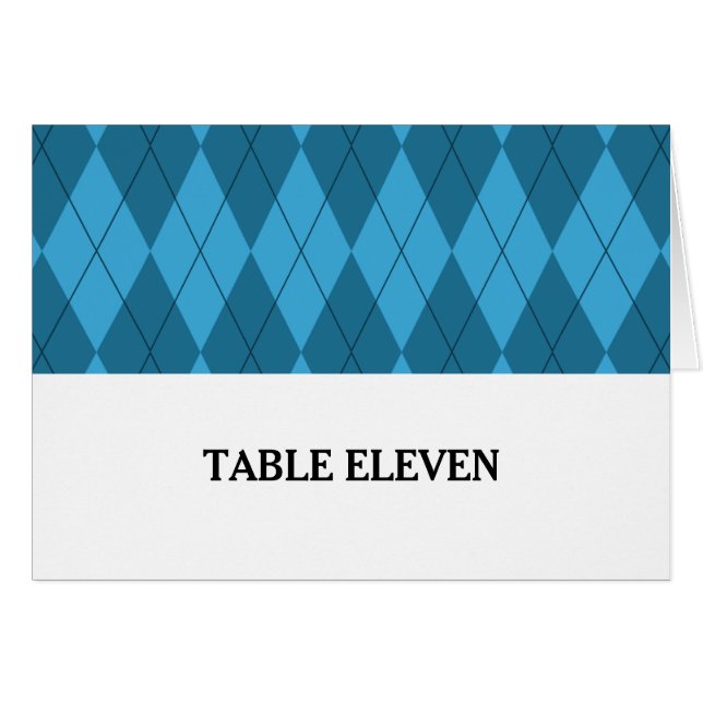 Tarjeta de número de tabla azul argyle (Anverso (Horizontal))