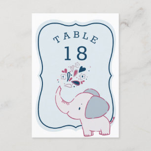 Tarjeta de número de tabla Baby Shower para elefan