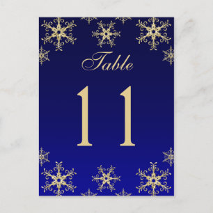 Tarjeta de número de tabla Blue, Gold Purpurina Sn