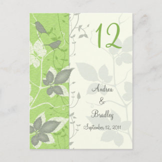 Tarjeta de número de tabla Boda Aves y hojas