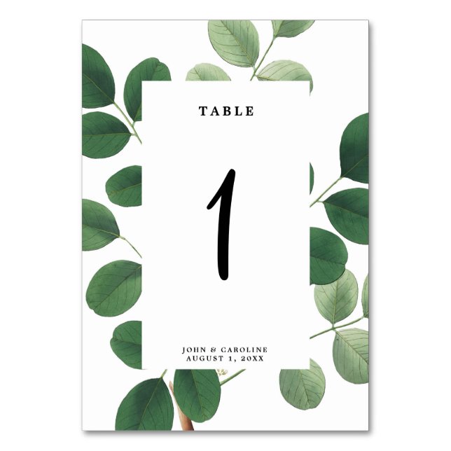 tarjeta de número de tabla boda botánica (Anverso)
