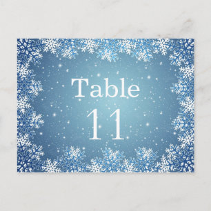 Tarjeta de número de tabla boda de copos de nieve