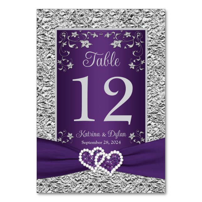 Tarjeta de número de tabla Boda de corazones de am (Anverso)